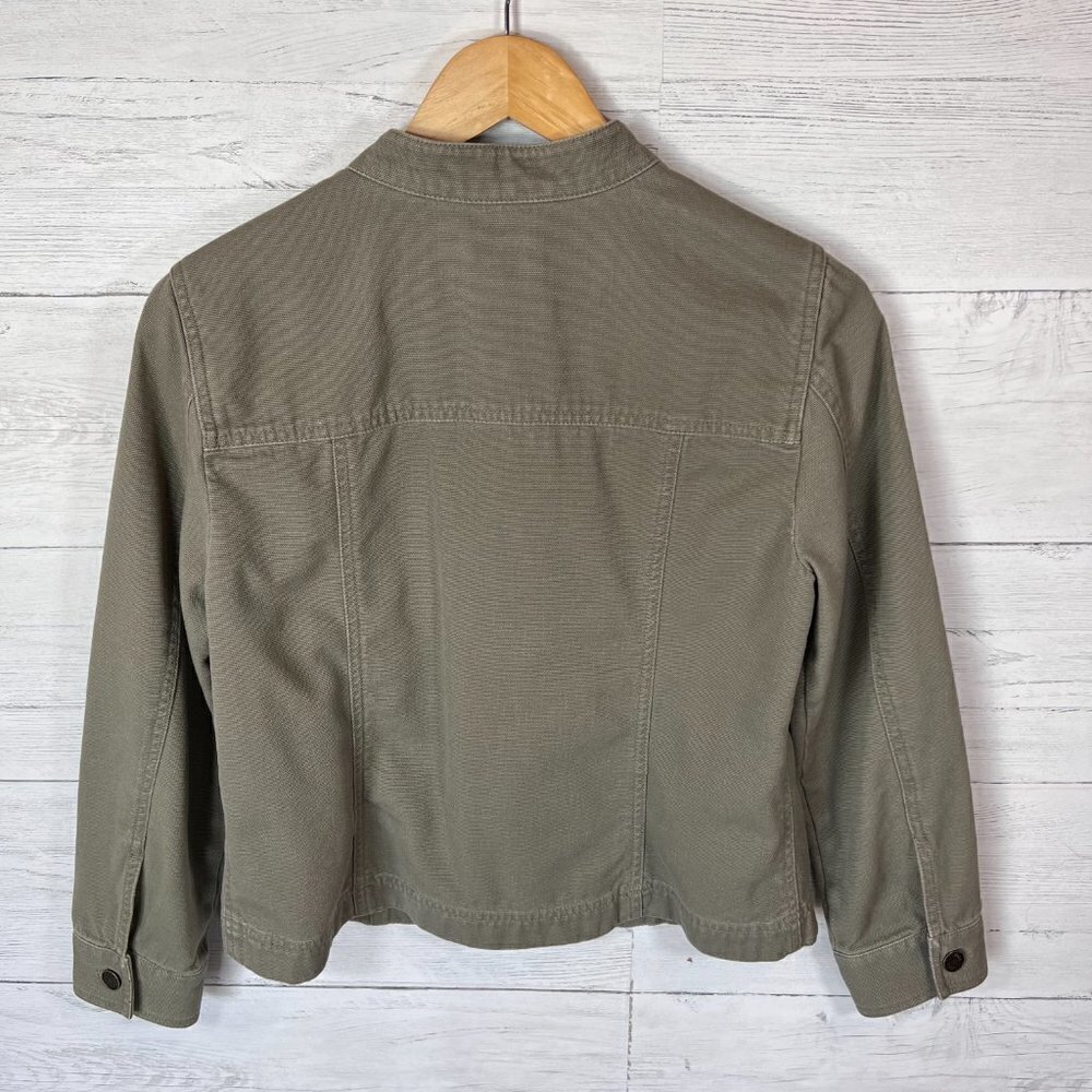 J Jill Jacket Womens Size XSP Olive Green Utility Military Distressed Denim Army - Picture 13 of 13